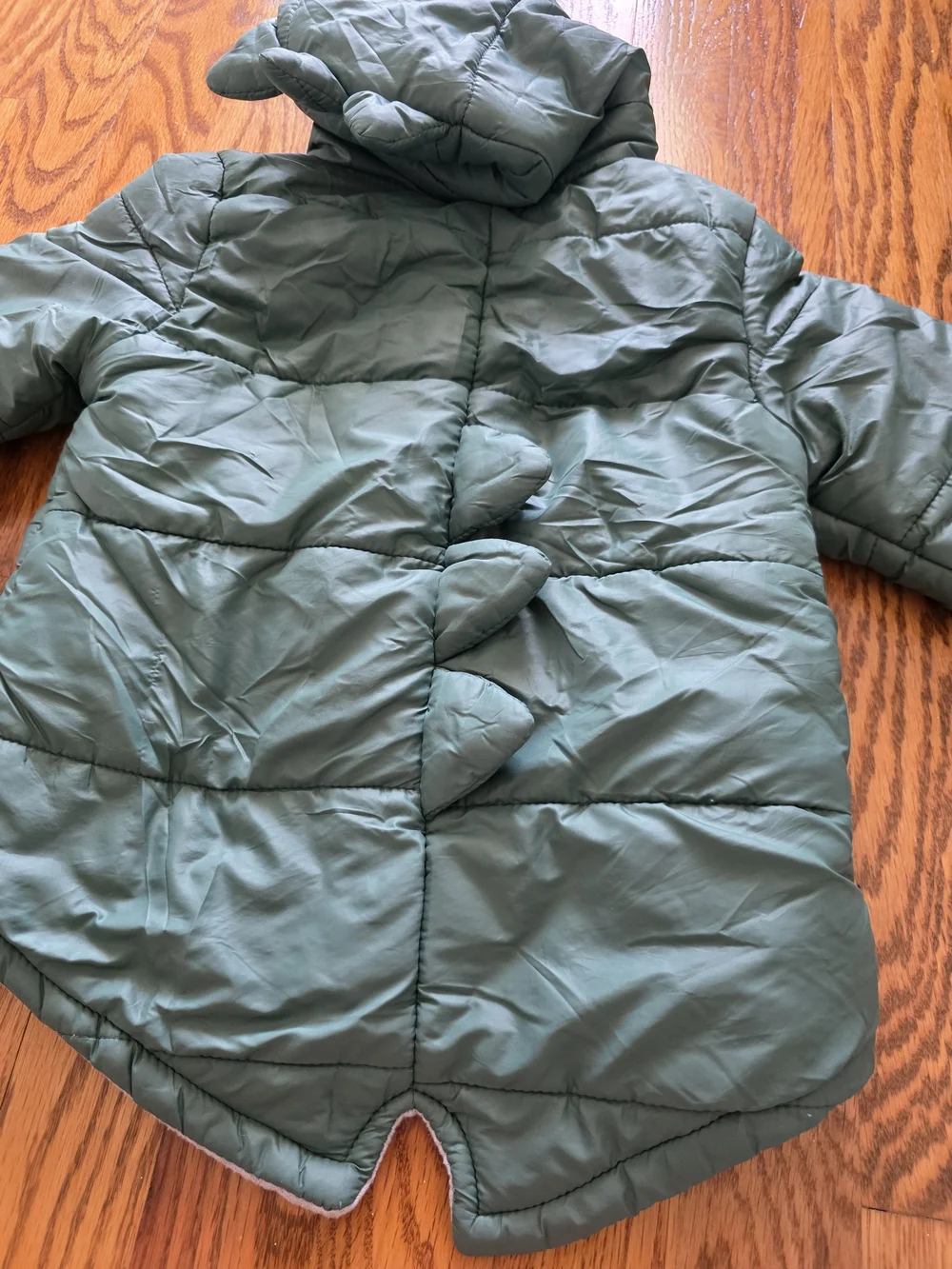 Kids Green Puffer Jacket with Hood